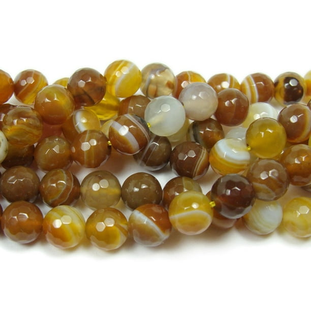 Faceted Round Yellow Agate Beads 6mm light Yellow Stone Beads